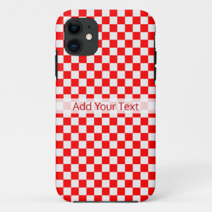 Red and White Classic Chequerboard by STaylor iPhone 11 Case
