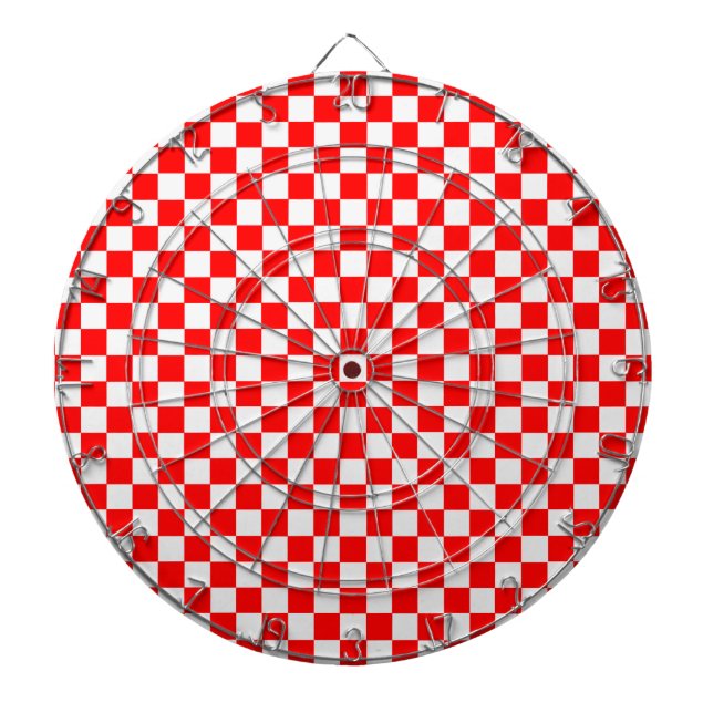 Red And White Classic Chequerboard by STaylor Dartboard (Front)
