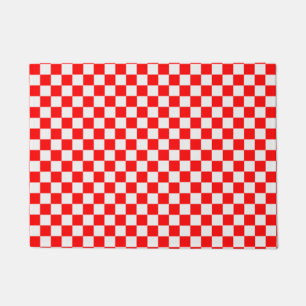 Red And White Classic Chequerboard by STaylor Doormat