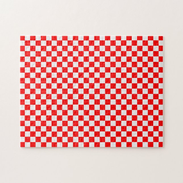 Red And White Classic Chequerboard by STaylor Jigsaw Puzzle (Horizontal)