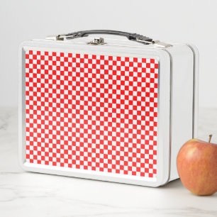 Red and White Classic Chequerboard by STaylor Metal Lunch Box