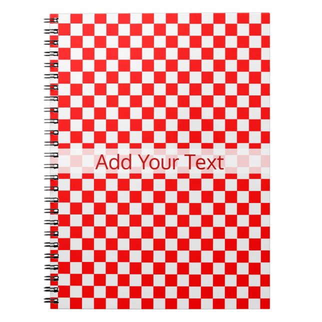 Red And White Classic Chequerboard by STaylor Notebook (Front)