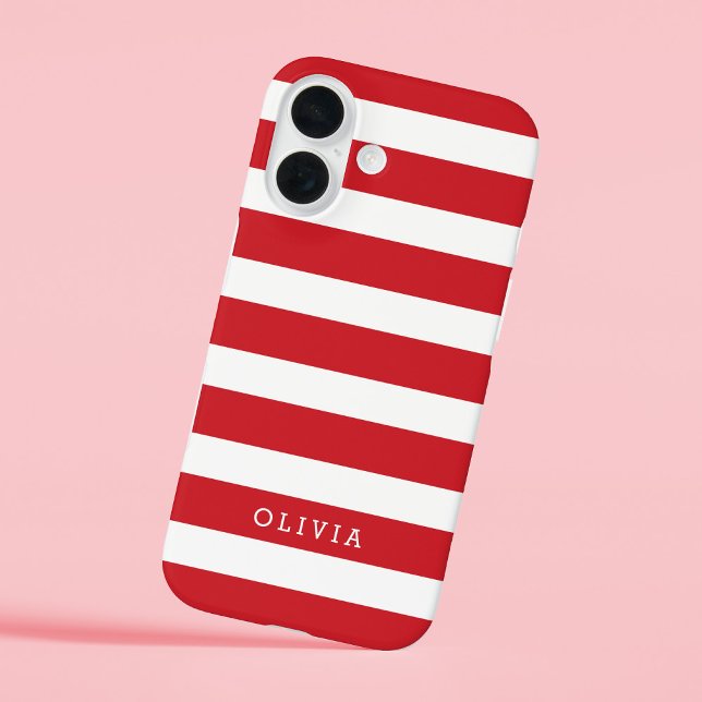 Red and White Classic Stripes Monogram Case-Mate iPhone Case (Creator Uploaded)