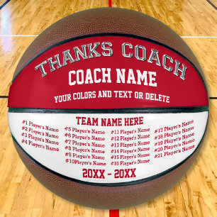 Red and White Coach Personalised Basketball Ball