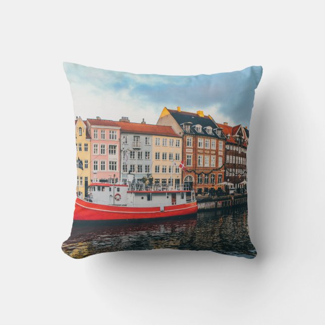 RED AND WHITE CONCRETE BUILDING CUSHION (Front)