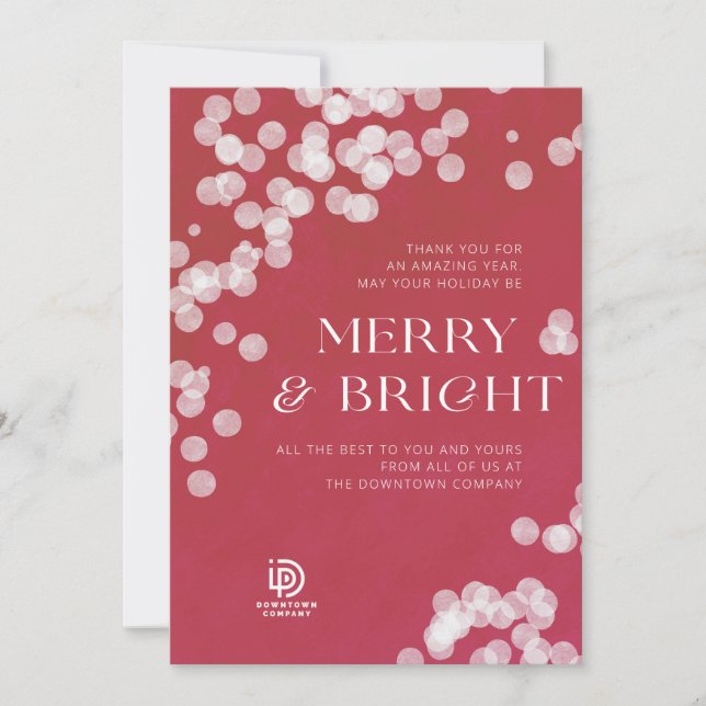 Red and White Confetti Corporate Holiday Card (Front)