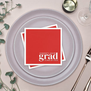 Red and White Congrats to the Grad and Class Year  Napkin