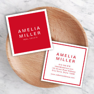 Red and White Corporate Modern Professional Square Business Card
