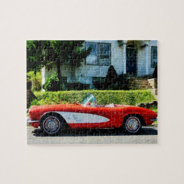 Red and White Corvette Convertible Jigsaw Puzzle (Horizontal)