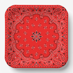 Red and White Cowboy Bandanna 2 Paper Plate