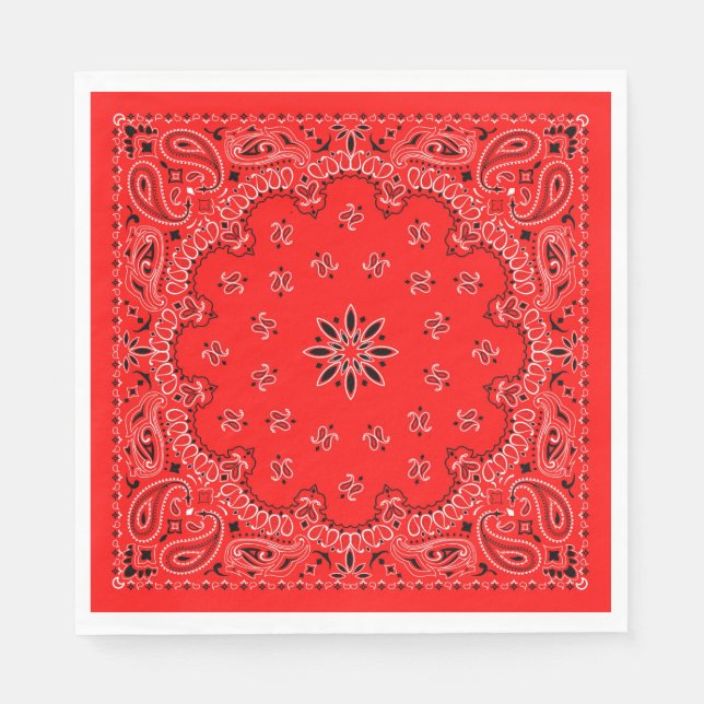 Red and White Cowboy Bandanna Napkin (Front)