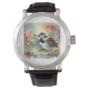 Red and White Crake 210724AREF105 - Watercolor Watch