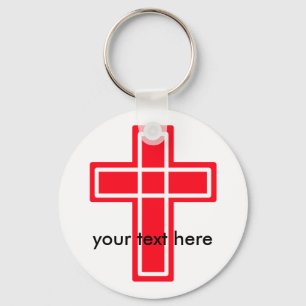 Red and white cross keychain