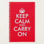 Red and White Custom Keep Calm and Carry On Planner<br><div class="desc">Create your own "Keep Calm and Carry On" parody with white text and crown. If you need more room for your word, you can select all the elements and reduce the size as a group. That will help maintain the general look of the typography design. Customise the red background colour....</div>