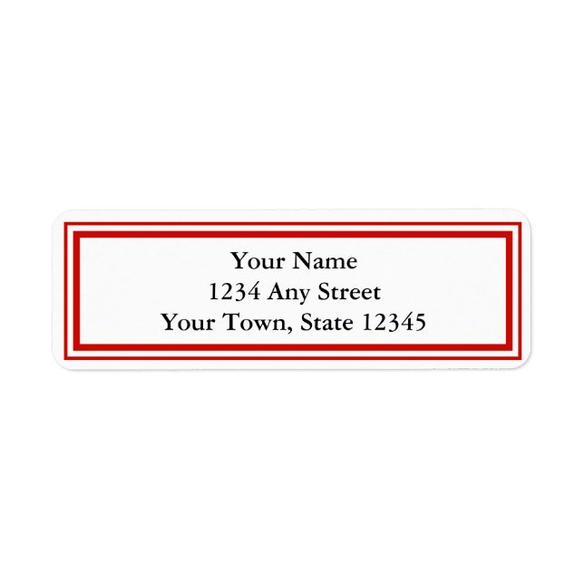 Red and White Custom Return Address Label (Front)