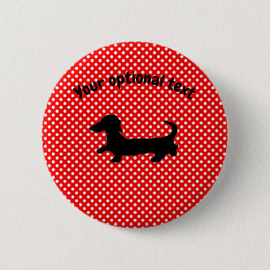 Red and White Dachshund Button Pin