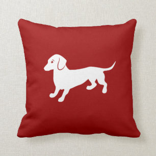 Red and White Dachshund Design Cushion