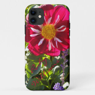 Red And White Dahlia Flower iPhone 5 *Personalise* 11 Case