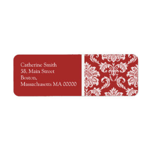 Red and White Damask Address Labels