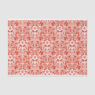 Red and White Damask Ornamental Pattern Tissue Paper