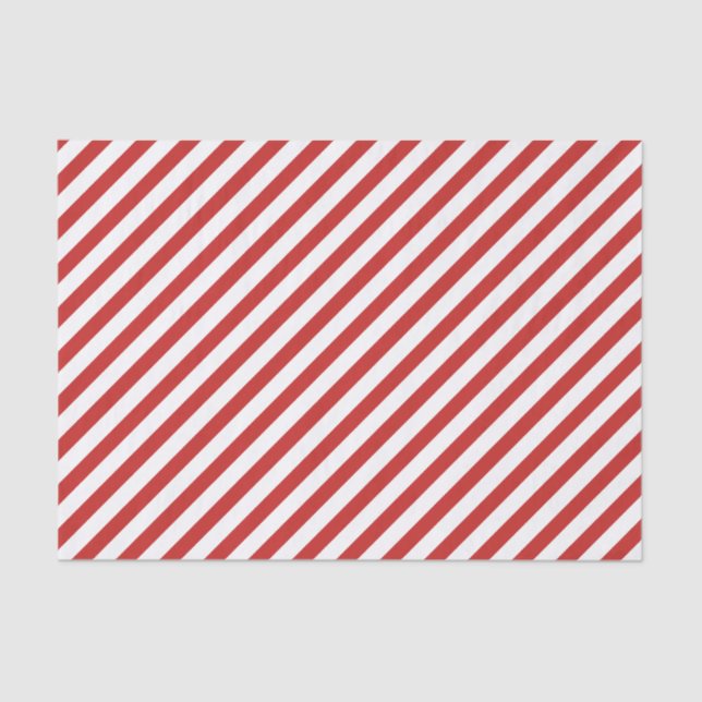 Red and White Diagonal Stripe Pattern Tissue Paper (Front)