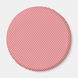 Red and White Diagonal Stripes Magnet