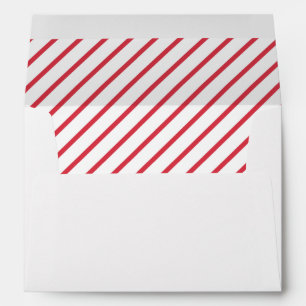 Red and White Diagonal Stripes Pattern Envelope