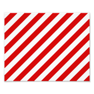 Red and White Diagonal Stripes Pattern Photo Print