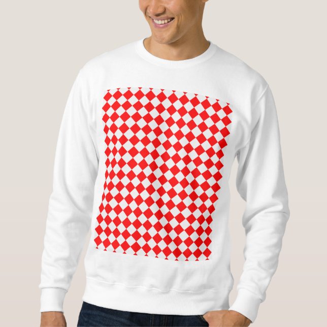 Red And White Diamond Pattern by Shirley Taylor Sweatshirt (Front)