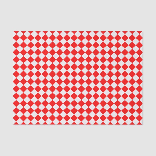 Red And White Diamond Pattern by Shirley Taylor Tissue Paper (Front)