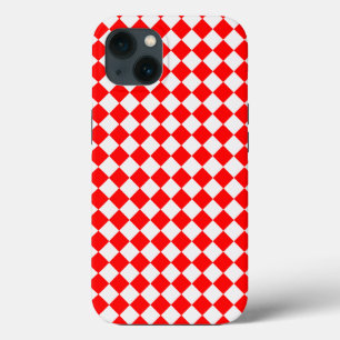 Red and White Diamond Pattern by ShirleyTaylor iPhone 13 Case