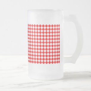 Red And White Diamond Pattern by ShirleyTaylor Frosted Glass Beer Mug