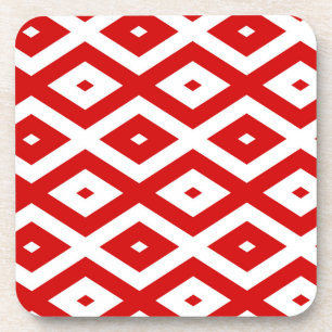 Red and white diamond pattern coaster
