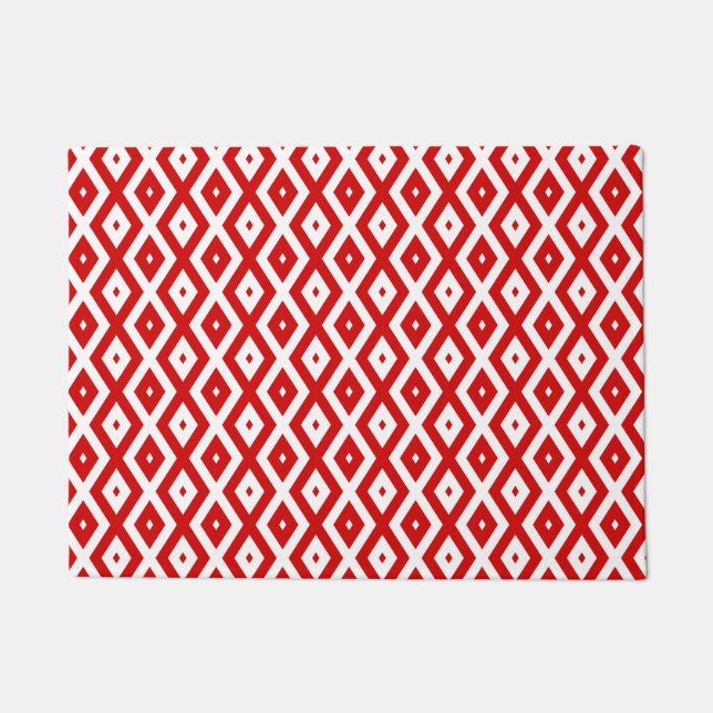 Red and white diamond pattern doormat (Front)