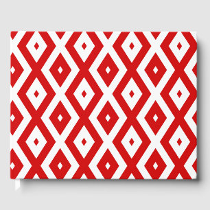 Red and white diamond pattern guest book