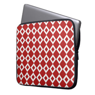 Red and White Diamond Pattern Laptop Sleeve