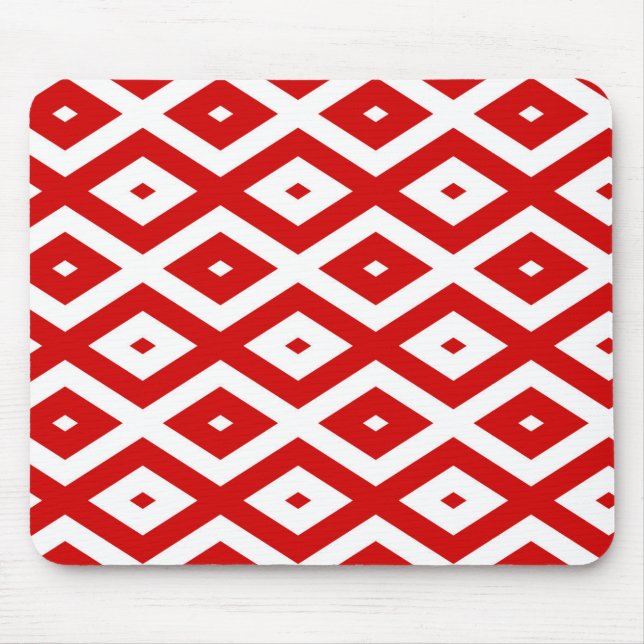 Red and white diamond pattern mouse mat (Front)