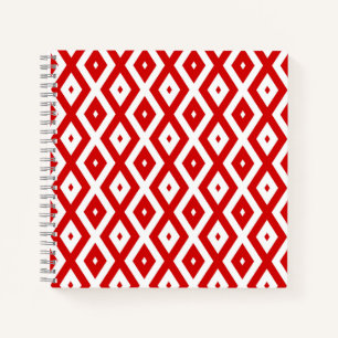 Red and white diamond pattern notebook