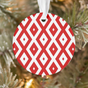 Red and white diamond pattern ornament