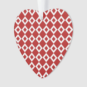 Red and White Diamond Pattern Ornament