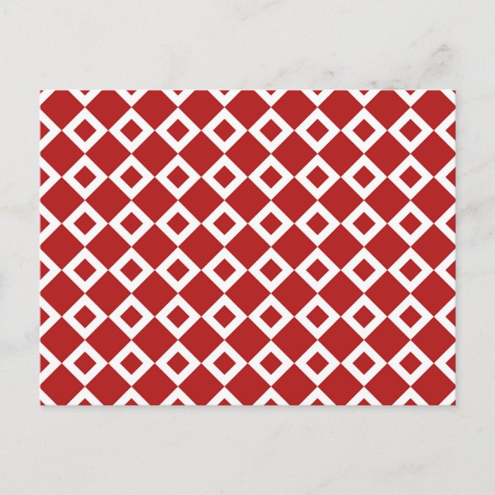Red and White Diamond Pattern Postcard Zazzle.co.uk