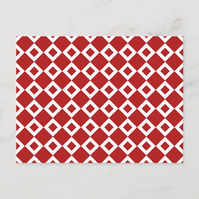 Red and White Diamond Pattern Postcard (Front)