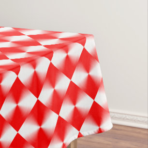 Red and White Diamond Plaid Pattern Tablecloth