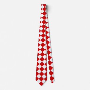 RED AND WHITE DIAMOND-TIE TIE
