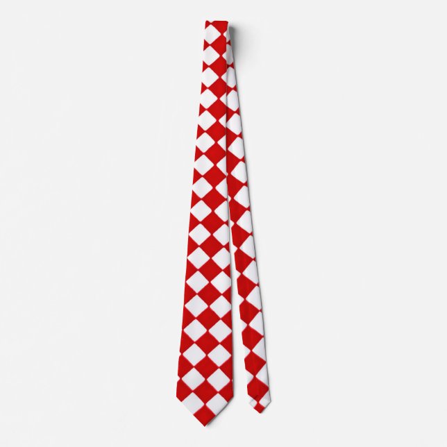 RED AND WHITE DIAMOND-TIE TIE (Front)