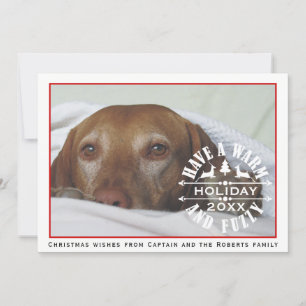 Red and white dog pet Christmas photo Holiday Card
