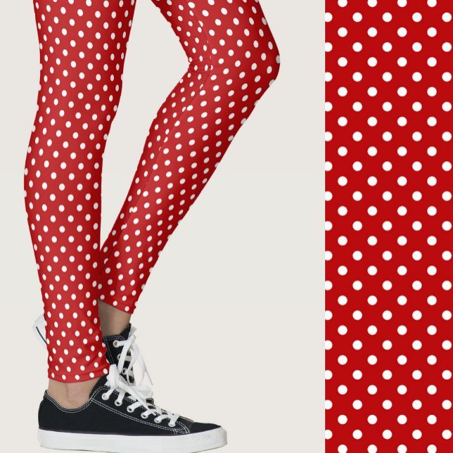 Red and white dots modern stylish trendy pattern leggings (Creator Uploaded)
