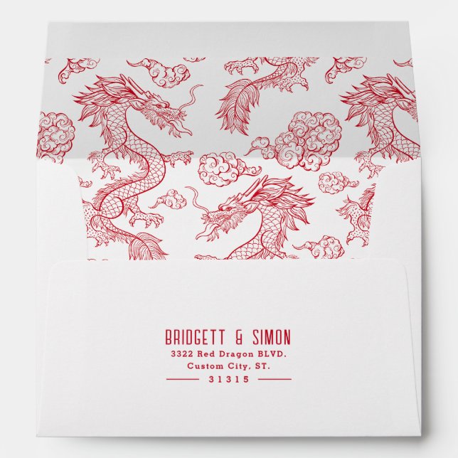 Red and White Dragon | Pre-Addressed Envelope (Back (Bottom))