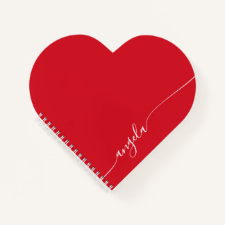 Red and White Elegant Delicate Signature Script Notebook