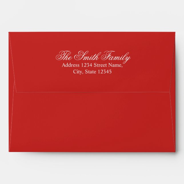 Red and White Elegant Holiday Greeting Card Envelopes (Back (Top Flap))
